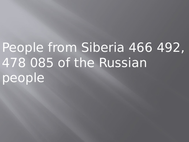 People from Siberia 466 492, 478 085 of the Russian people 