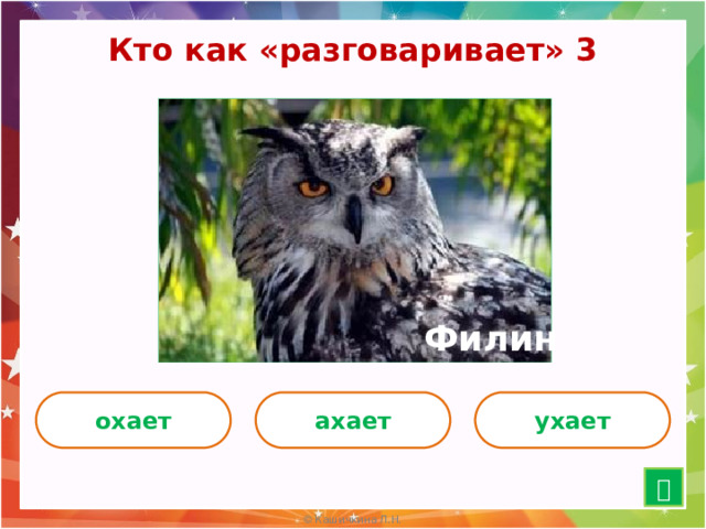 Кто как «разговаривает» 3 Филин охает ахает ухает  15 