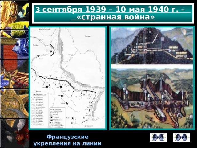 3 сентября 1939 – 10 мая 1940 г. – «странная война» Французские укрепления на линии Мажино 
