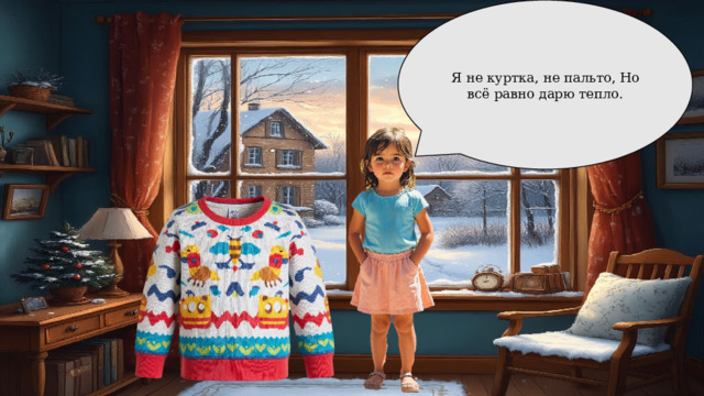 Я не куртка, не пальто, Но всё равно дарю тепло. 
