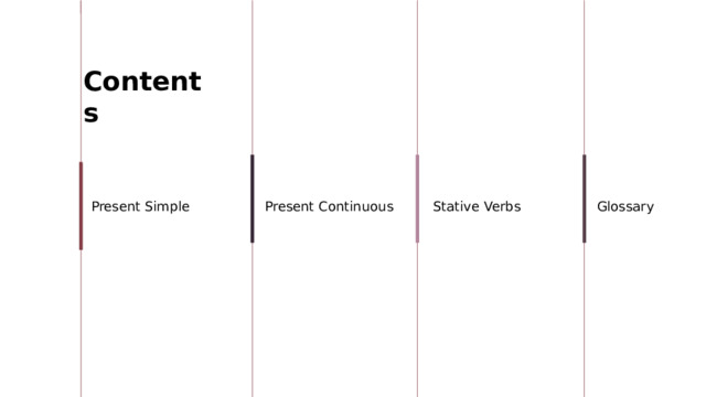 Contents Present Simple Present Continuous Stative Verbs Glossary 