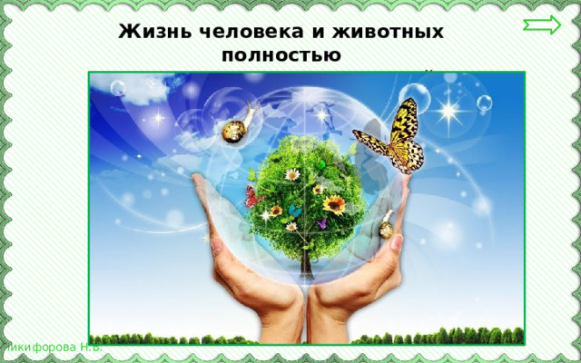  Жизнь человека и животных полностью  зависит от растений. 
