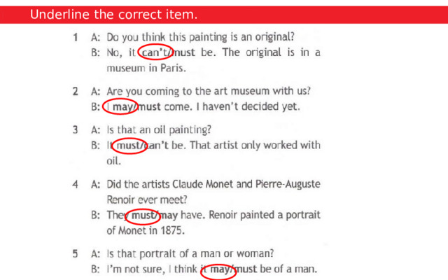 Underline the correct item. 