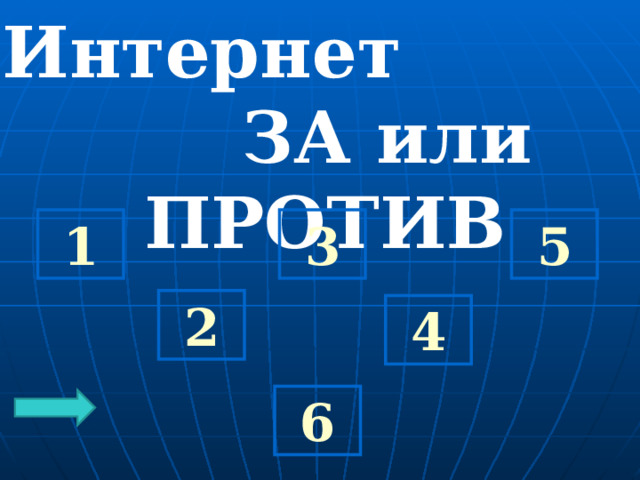 Интернет  ЗА или ПРОТИВ 1 5 3 2 4 6 