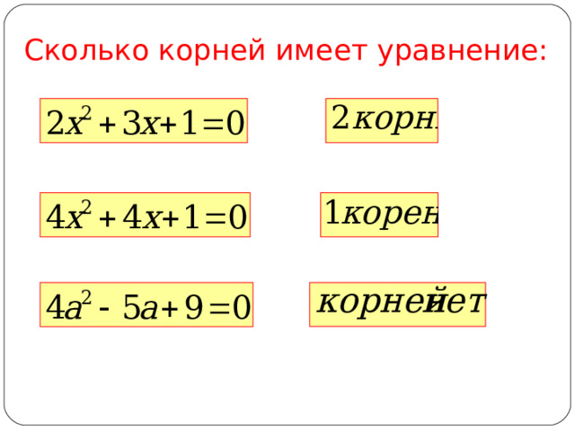 Сколько корней имеет уравнение: 