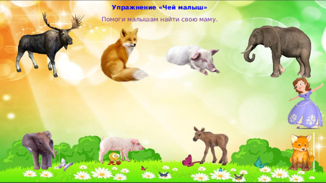 Упражнение «Чей малыш» Помоги малышам найти свою маму. 