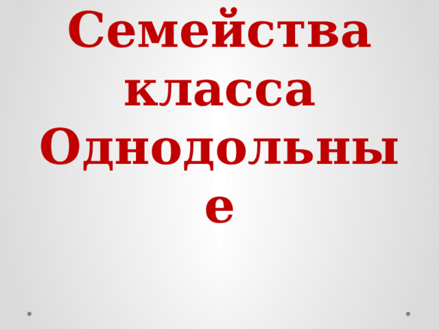 Семейства класса Однодольные 