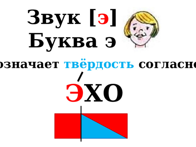 Звук [ э ]  Буква э обозначает твёрдость согласного Э ХО 