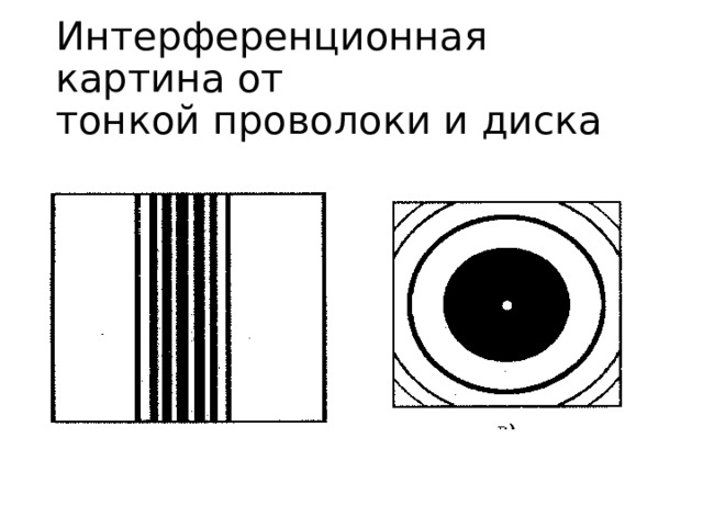 Интерференционная картина от  тонкой проволоки и диска 