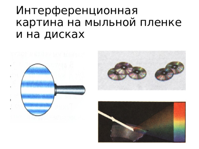 Интерференционная картина на мыльной пленке и на дисках 