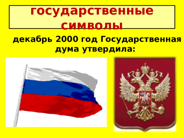 государственные символы  декабрь 2000 год Государственная дума утвердила: 