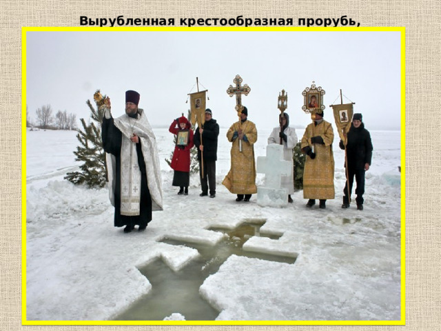 Вырубленная крестообразная прорубь, называется Иордань. 