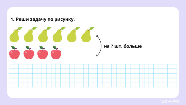 Закрепление (базовый уровень) — Ребята, подготовьте простой карандаш, ручку. Выполните задания на рабочих листах.   Заметка: это задание вы можете провести, показав в презентации, или распечатать материалы, загрузив урок «Текстовая сюжетная задача в одно действие: запись решения, ответа задачи. Задачи на разностное сравнение»  из сервиса «Подготовка к уроку».   