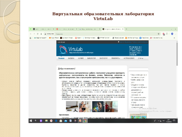  Виртуальная образовательная лаборатория  VirtuLab   