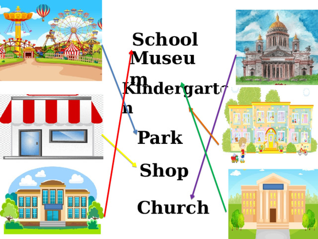 School    Museum   Kindergarten Park    Shop       Church 