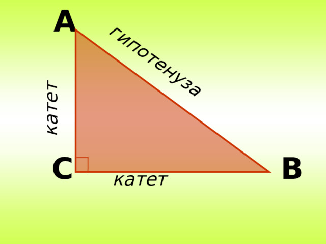А гипотенуза катет С В катет 