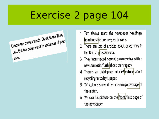 Exercise 2 page 104 