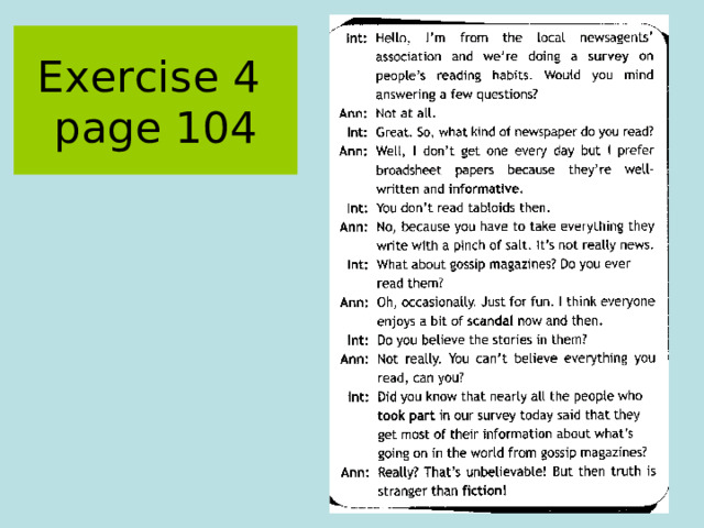 Exercise 4   page 104 
