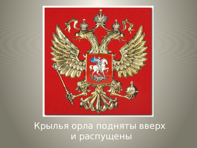 Крылья орла подняты вверх и распущены 