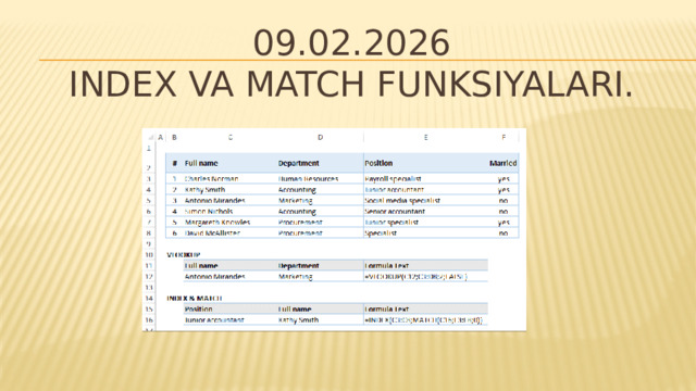 09.02.2026  index va match funksiyalari. 