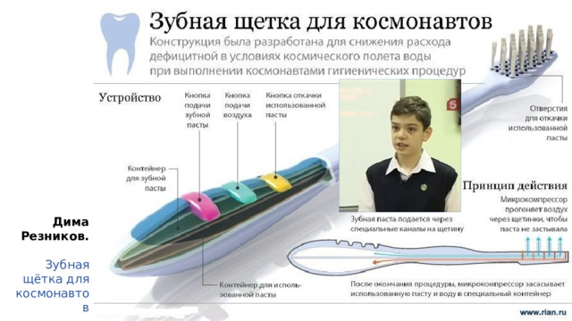 Дима Резников. Зубная щётка для космонавтов 
