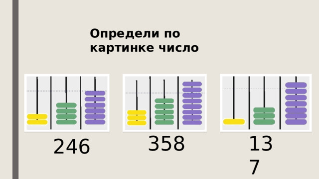 Определи по картинке число 358 137 246 
