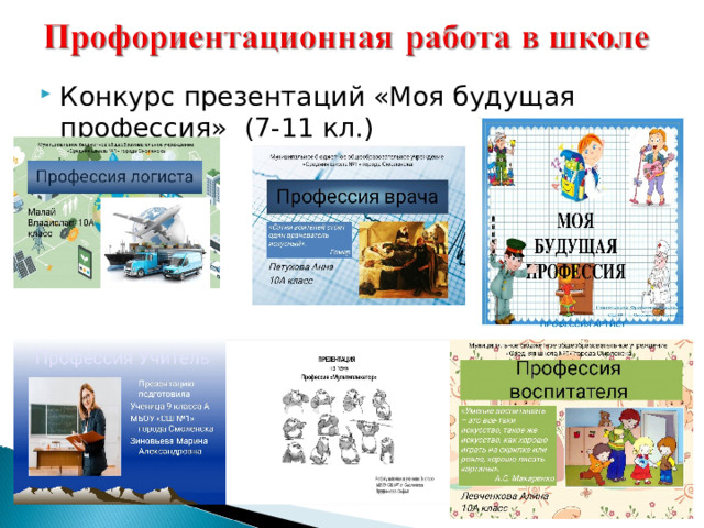 Конкурс презентаций «Моя будущая профессия» (7-11 кл.) 