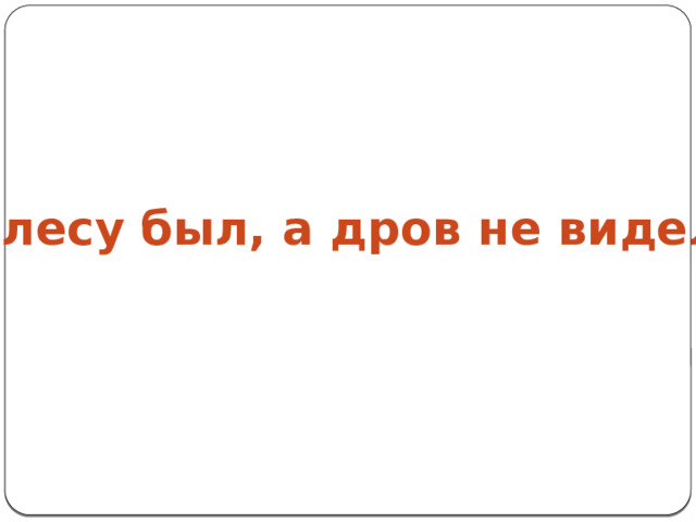 В лесу был, а дров не видел. 