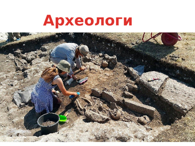 Археология Многим экспонатам попасть в музей помогают археологи. Ученые определяют место, где в далекие времена жили люди, а потом производят раскопки – извлекают из земли вещи древних людей, их кости, и вообще все, на чем сохранились следы деятельности древнего человека. Этих ученых называют археологами, а науку о древности – археологией. 
