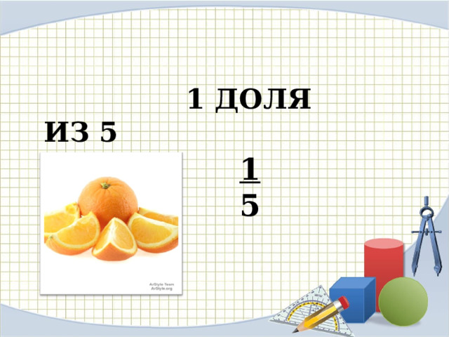  1 ДОЛЯ ИЗ 5  1 5  