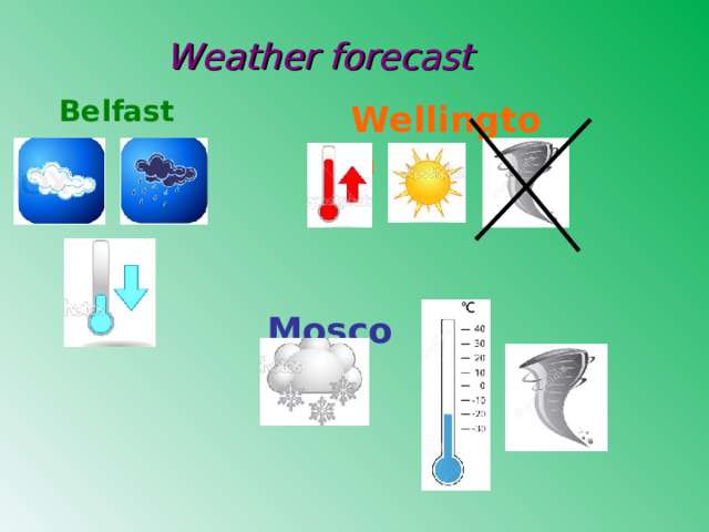 Weather forecast Wellington  Belfast   Moscow 