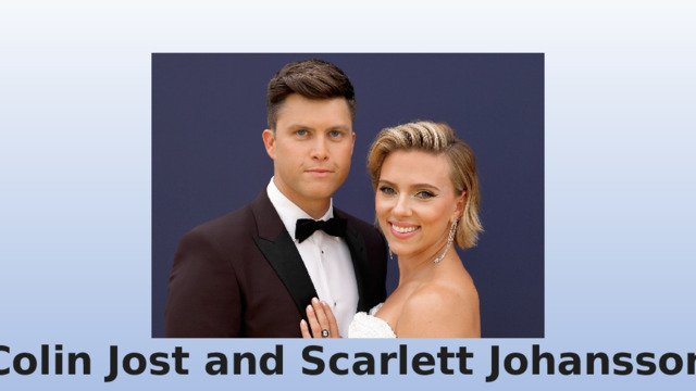 Colin Jost and Scarlett Johansson 