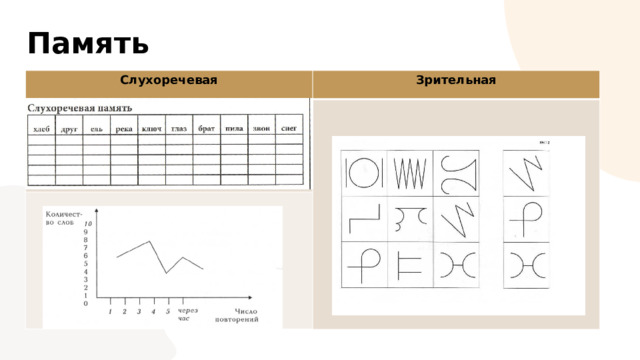 Память Слухоречевая Зрительная 
