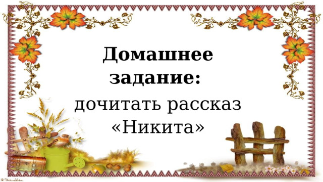 Домашнее задание:  дочитать рассказ «Никита» 