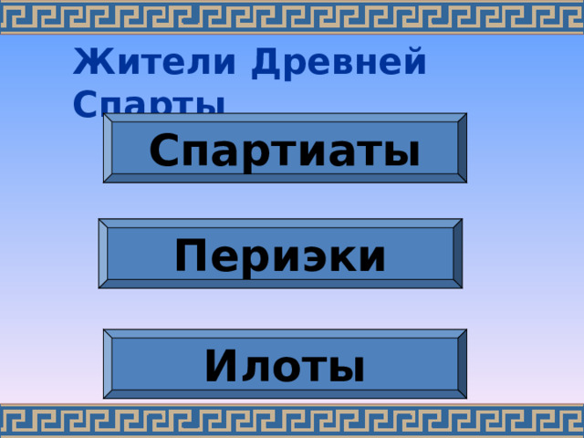 Жители Древней Спарты Спартиаты Периэки Илоты 