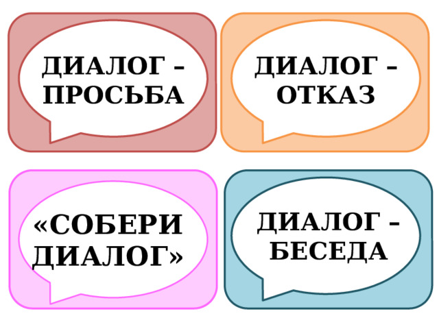 ДИАЛОГ – ПРОСЬБА ДИАЛОГ – ОТКАЗ ДИАЛОГ – БЕСЕДА «СОБЕРИ ДИАЛОГ» 