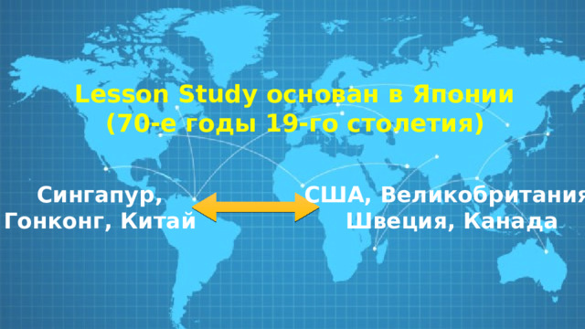 Lesson Study основан в Японии (70-е годы 19-го столетия) Сингапур, США, Великобритания, Гонконг, Китай Швеция, Канада 