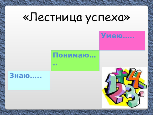 Умею….. Понимаю….. Знаю….. 