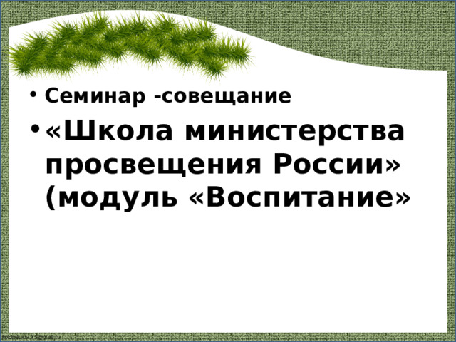 Семинар -совещание «Школа министерства просвещения России» (модуль «Воспитание» 