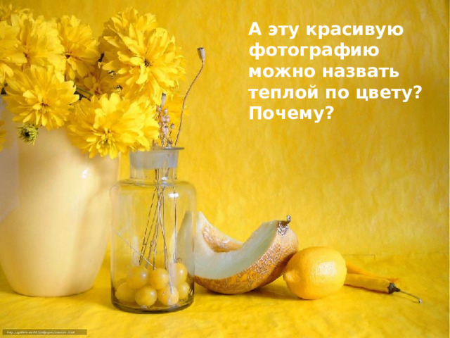 А эту красивую фотографию можно назвать теплой по цвету? Почему? 