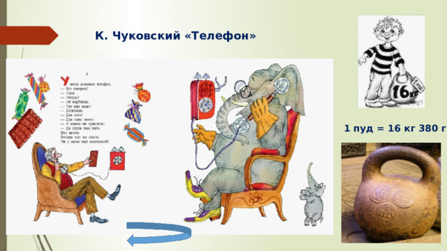 К. Чуковский «Телефон» 1 пуд = 16 кг 380 г 