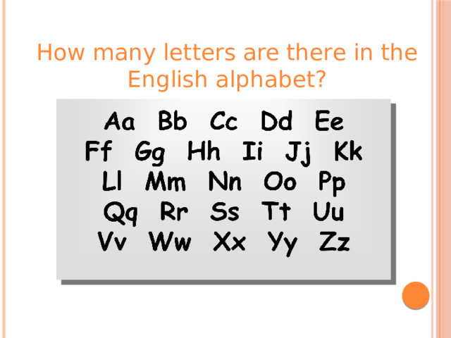 How many letters are there in the English alphabet? 