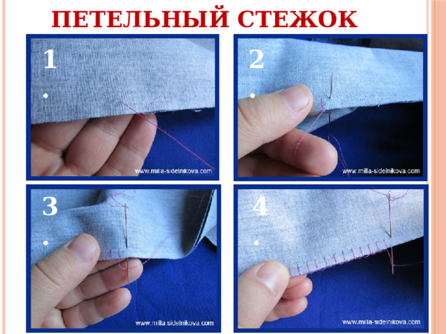 Петельный стежок 1. 2. 3. 4. 