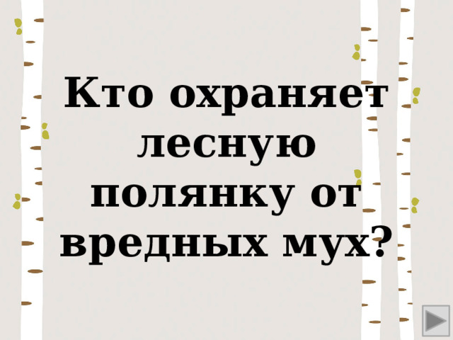 Кто охраняет лесную полянку от вредных мух? 