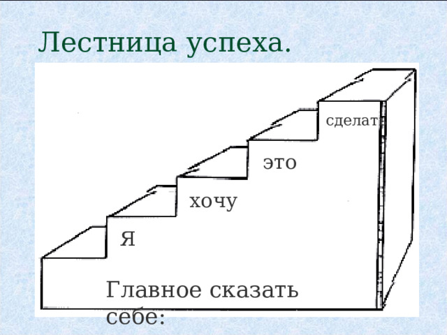 Лестница успеха. сделать это хочу Я Главное сказать себе: 