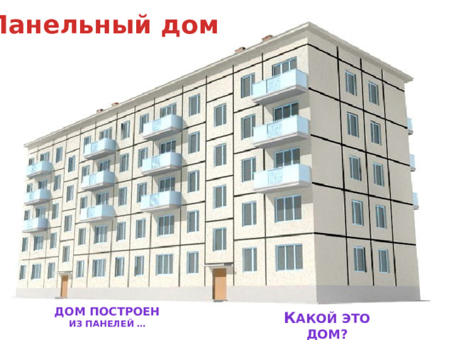 Панельный дом Дом построен из панелей … К акой это дом? 