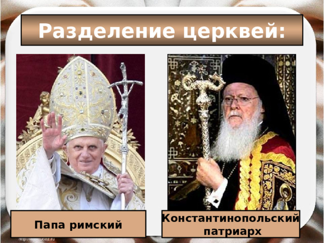 Разделение церквей: Папа римский Константинопольский  патриарх 
