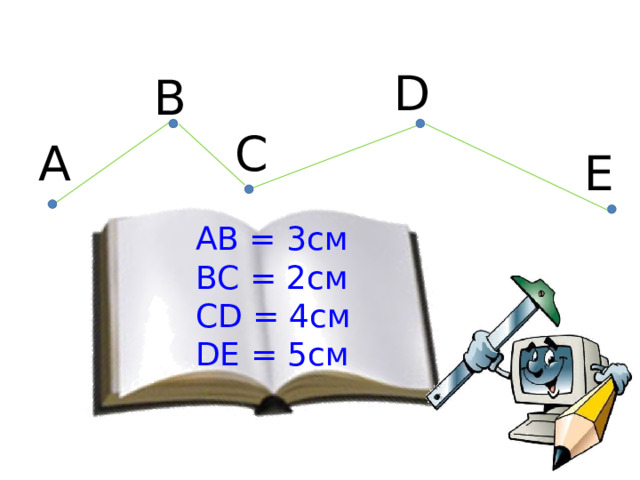 D B C A E AB = 3см BC = 2см CD = 4см DE = 5см 