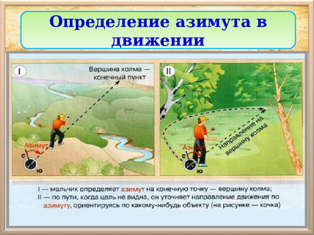 Определение азимута в движении 
