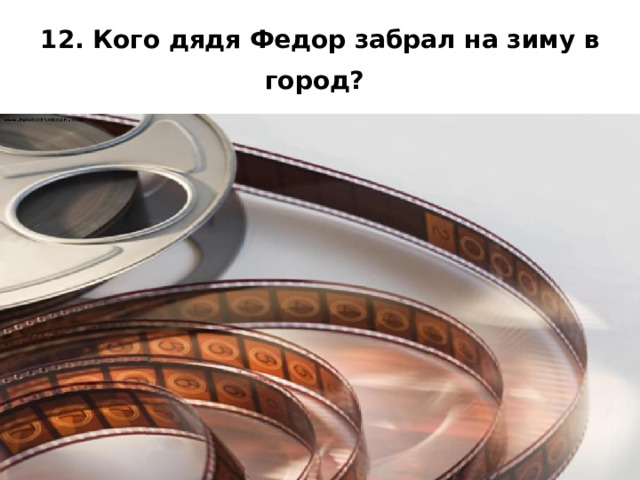 12. Кого дядя Федор забрал на зиму в город?  